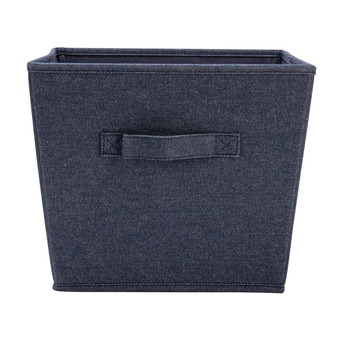 Household Essentials Tapered Fabric Hard-Sided Storage Bins with Cloth Handles, Set of 2, Denim