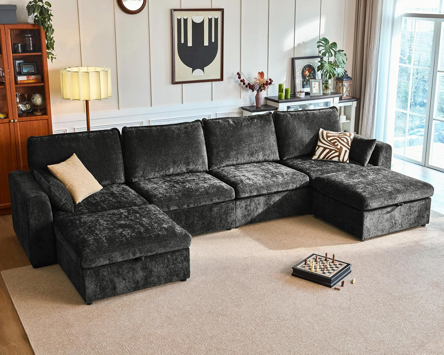 Oversized Modular Sofa Comfy Cloud Couch with Storage, Extra Deep Plush Sectional Sofa Set for