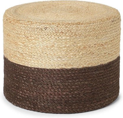 REDEARTH · Cylindrical Pouf Foot Stool Ottoman - Jute Braided Pouffe Poof Accent Sitting Footrest