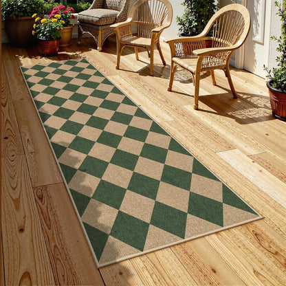 Lahome Checkered Kitchen Runner, 2x8 Easy Jute Runner Rug for Hallway Entryway, Farmhouse Indoor