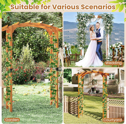Giantex 7.5FT Wood Garden Arbor Trellis, Wooden Wedding Arch for Ceremony Party, Outdoor Archway