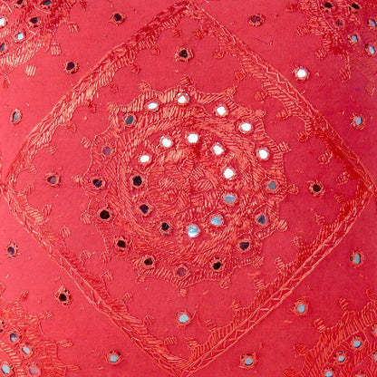 Eyes of India Embroidered Decorative Boho Throw Pillow Cover with Mirrors, Handmade Bohemian Accent