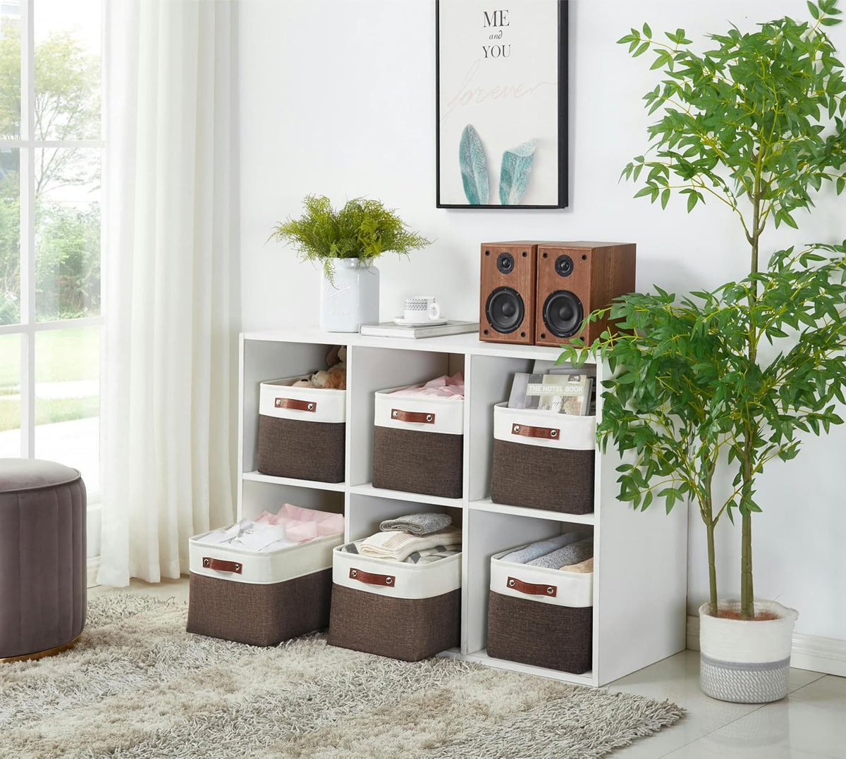 DECOMOMO Storage Bins Fabric Storage Baskets for Shelves, Linen Closet Organization Toys Nursery
