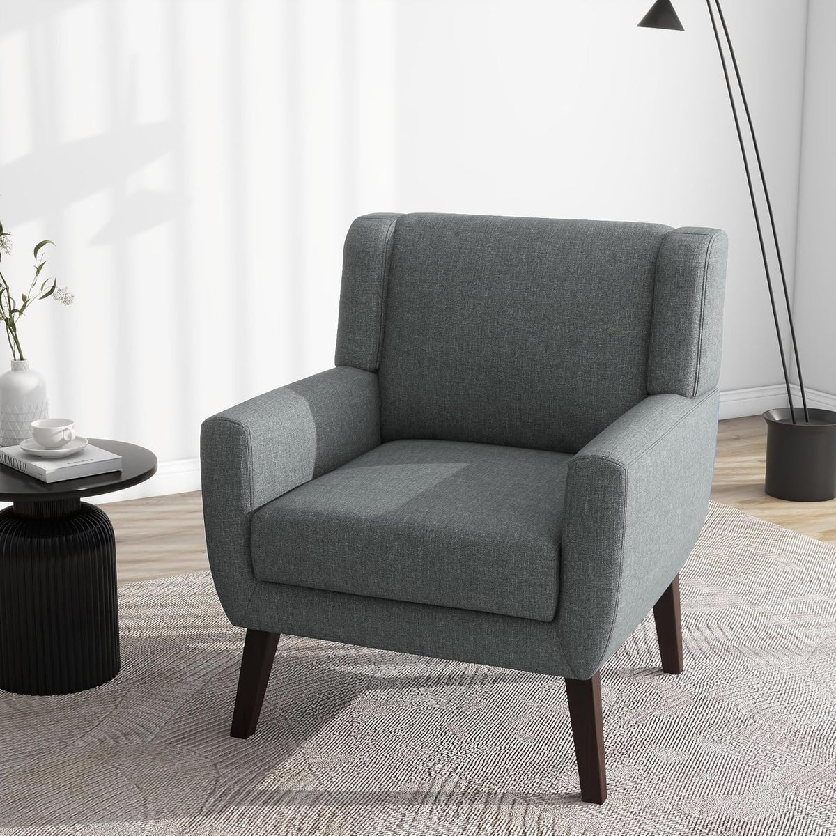UIXE Accent Chairs Set of 2, Fabric Upholstered Armchair for Living Room, Comfy Arm Chair Single