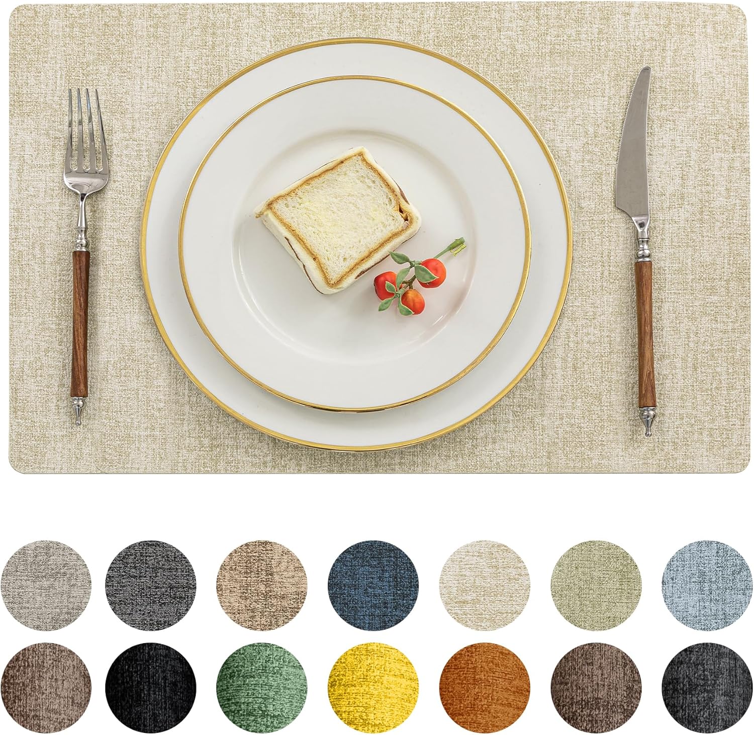 Romanstile Vinyl Placemats Set of 6-12 X 18 Inch - Heat Resistant Place Mats 100% Waterproof