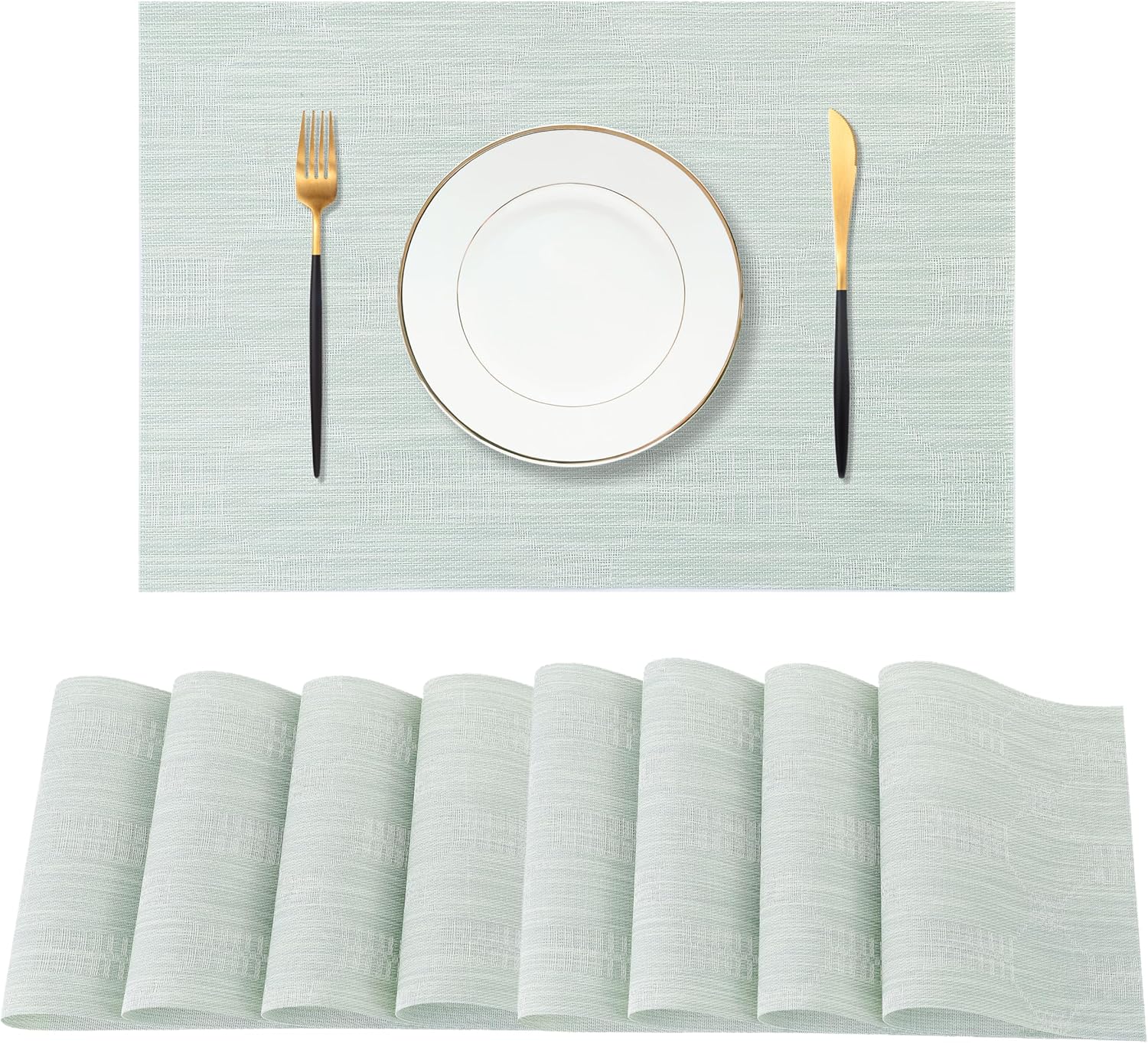 Leetaltree Mint Cream Placemats Set of 8 - Heat Resistant Non-Slip Place mats for Dining Table