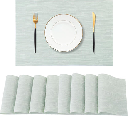 Leetaltree Mint Cream Placemats Set of 8 - Heat Resistant Non-Slip Place mats for Dining Table