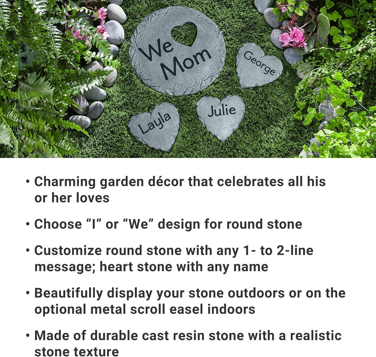 Let's Make Memories Personalized Garden Stone - Resin - Custom Garden Décor - Heart Stepping Stone
