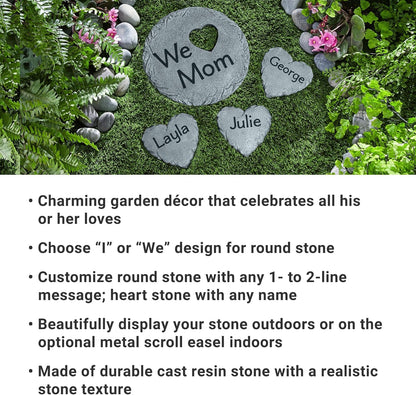 Let's Make Memories Personalized Garden Stone - Resin - Custom Garden Décor - Heart Stepping Stone