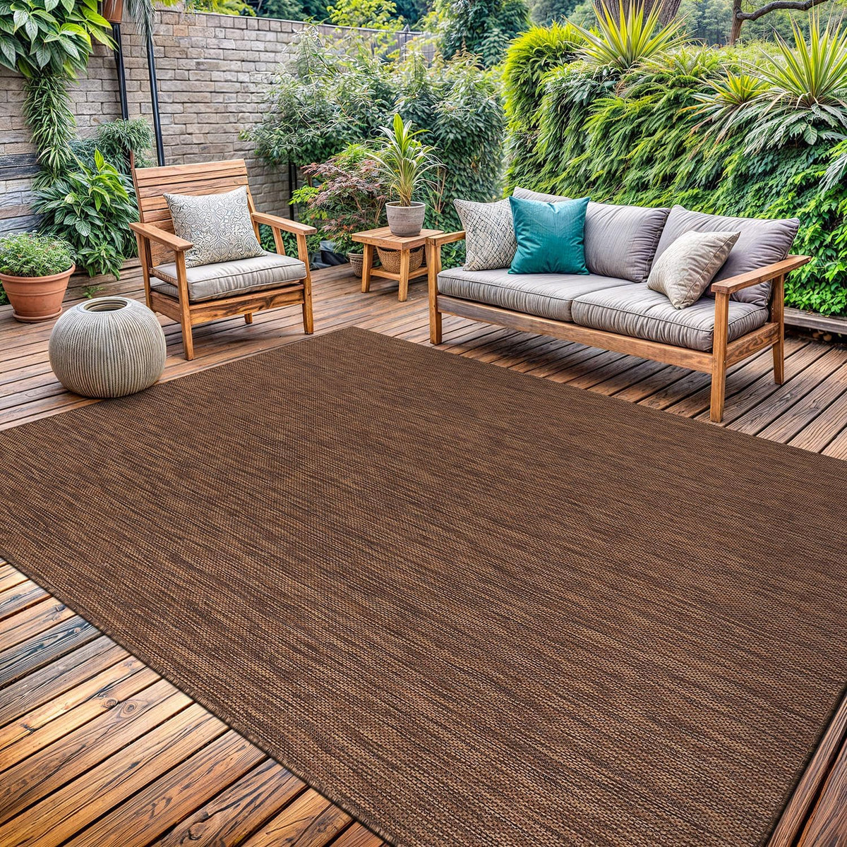 Washable Indoor Outdoor Rug 9x12 Weather Resistant Area Rugs Modern Solid for Porch Deck Balcony