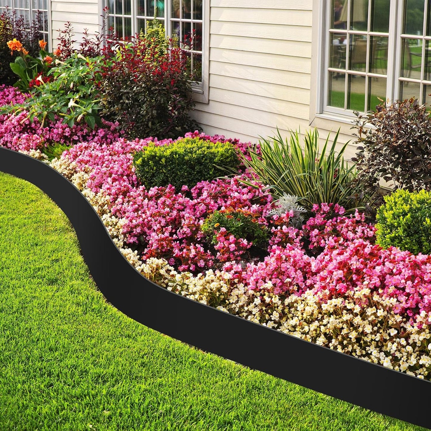 6 Inch Tall 33 ft Length No Dig Landscape Plastic Edging Kit with Hammer Spikes Plastic Garden