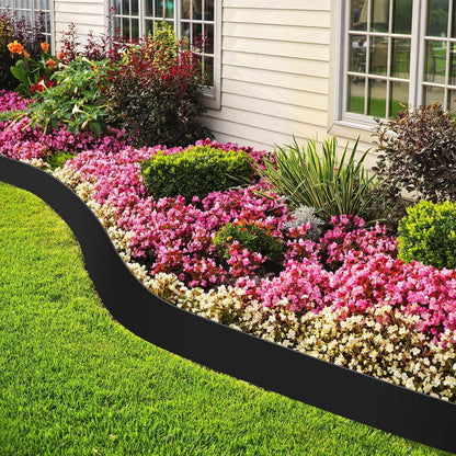 6 Inch Tall 33 ft Length No Dig Landscape Plastic Edging Kit with Hammer Spikes Plastic Garden