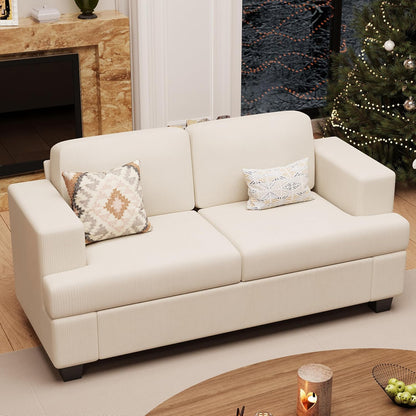 63" Corduroy Sofa Couch Loveseat for Living Room, Small Seep Seat Loveseat Sofa for Bedroom, Comfy