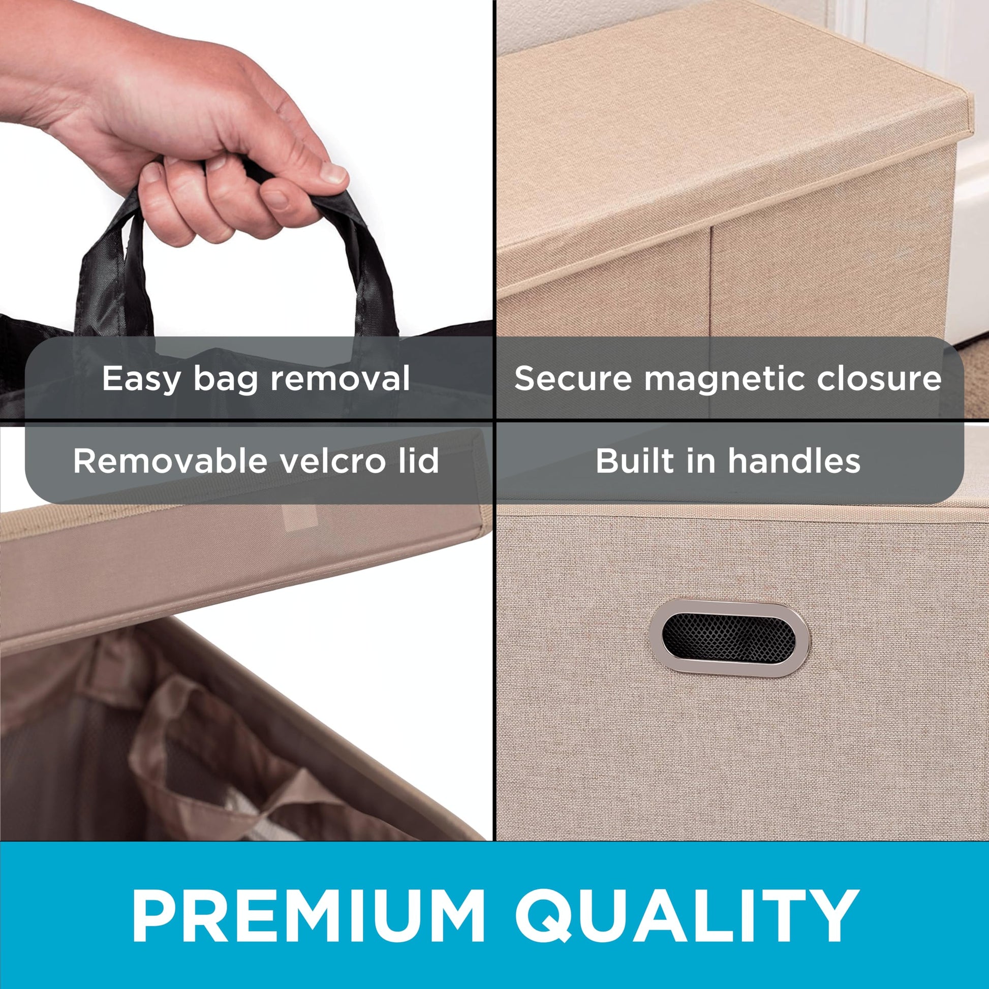 BirdRock Home Double Laundry Hamper with Lid and Removable Liners | Linen | Easily Transport