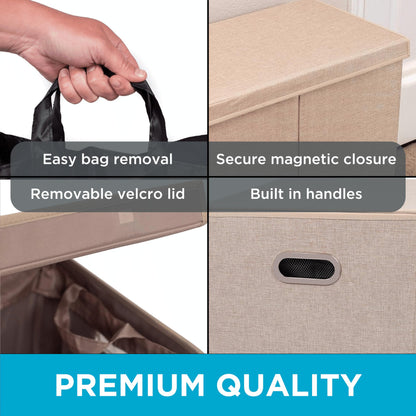 BirdRock Home Double Laundry Hamper with Lid and Removable Liners | Linen | Easily Transport