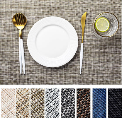 LEXMORE Placemats Set of 8 Vinyl/Plastic Woven Place Mats for Kitchen Table Indoor/Outdoor Washable