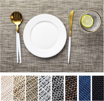 LEXMORE Placemats Set of 4 Vinyl/Plastic Woven Place Mats for Kitchen Table Indoor/Outdoor Washable