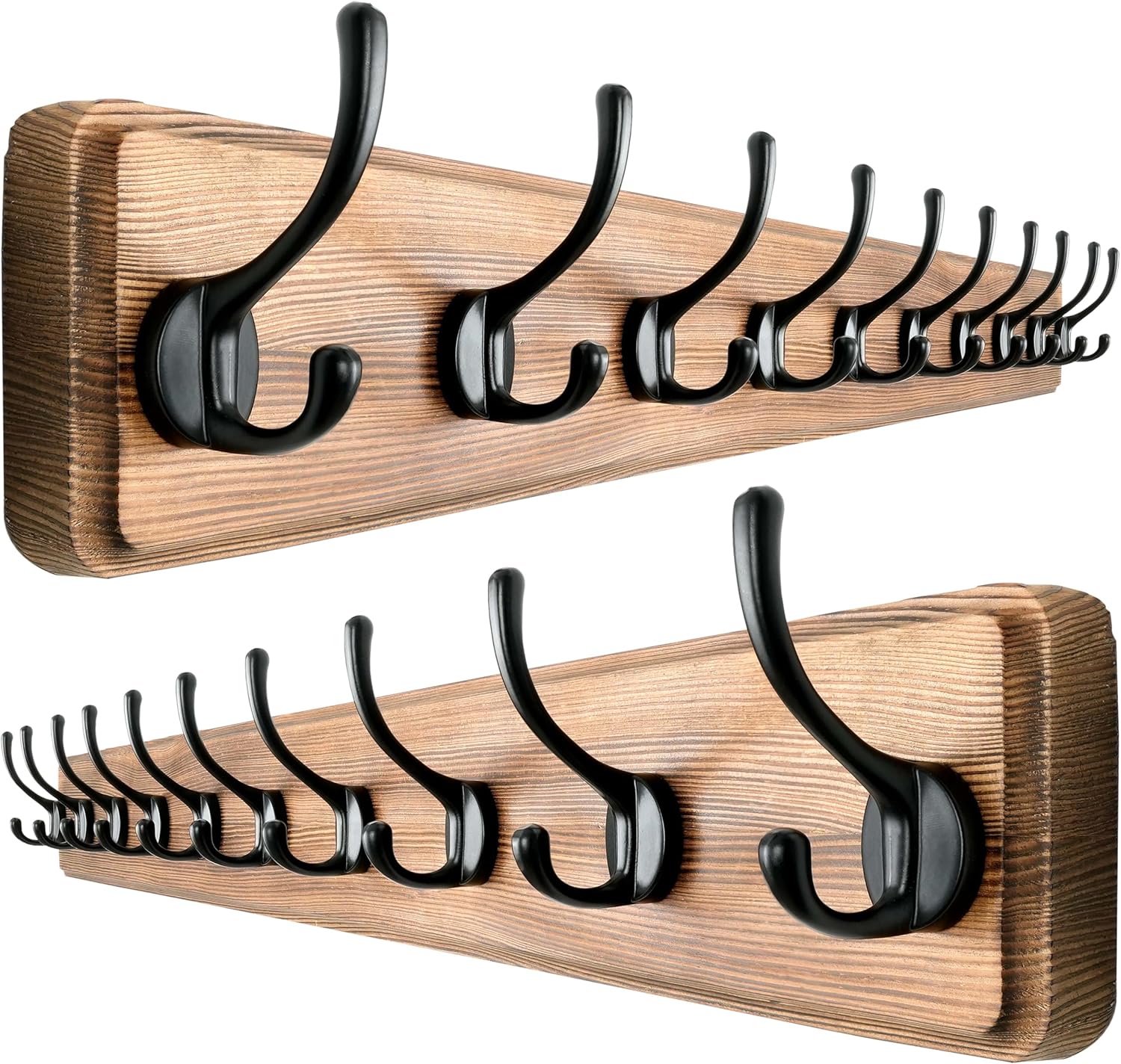 Dseap Wall Mounted Coat Rack: 38-1/4" Long, Patented, Heavy-Duty, 10-Double-Hooks Wooden Hanger