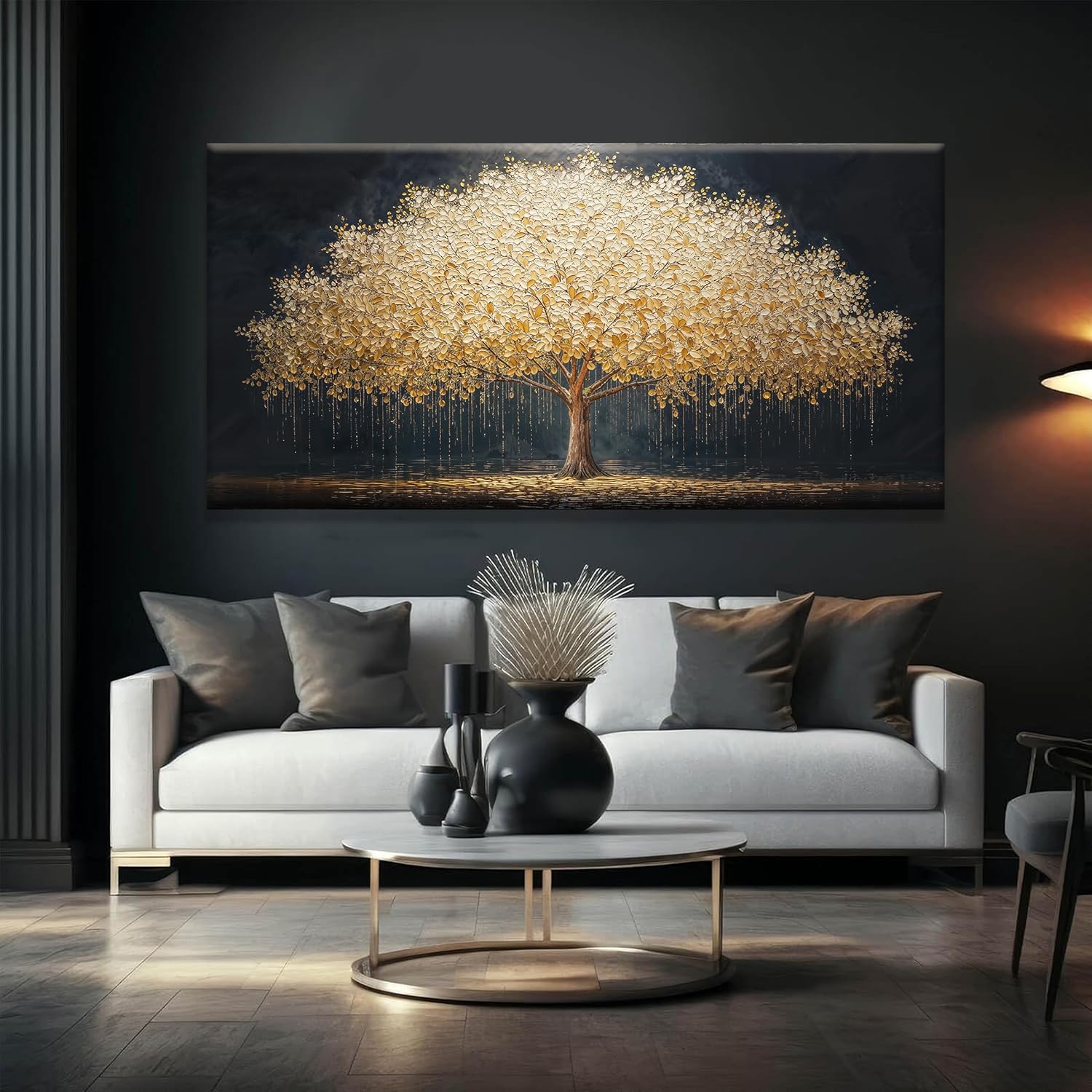 Tsomzxng Abstract Wall Art Gold Tree Of Life Artwork Canvas Art Wall Decor Painting Prints Gold