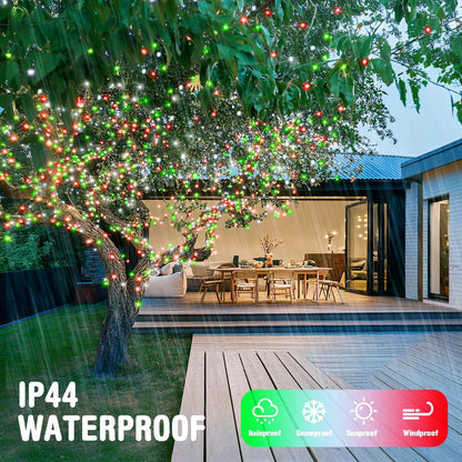 JMEXSUSS Connectable Red White and Green Christmas Lights, 8 Modes 100 LED Twinkle String Lights