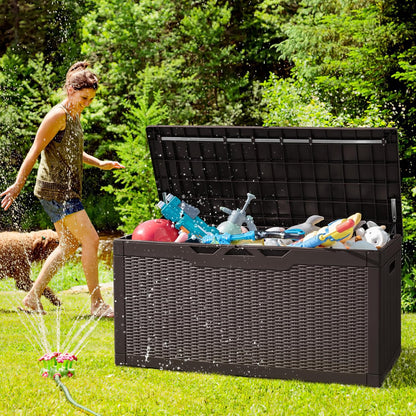 Greesum 100 Gallon Resin Deck Box Large Outdoor Storage with Cushions for Patio Furniture, Garden