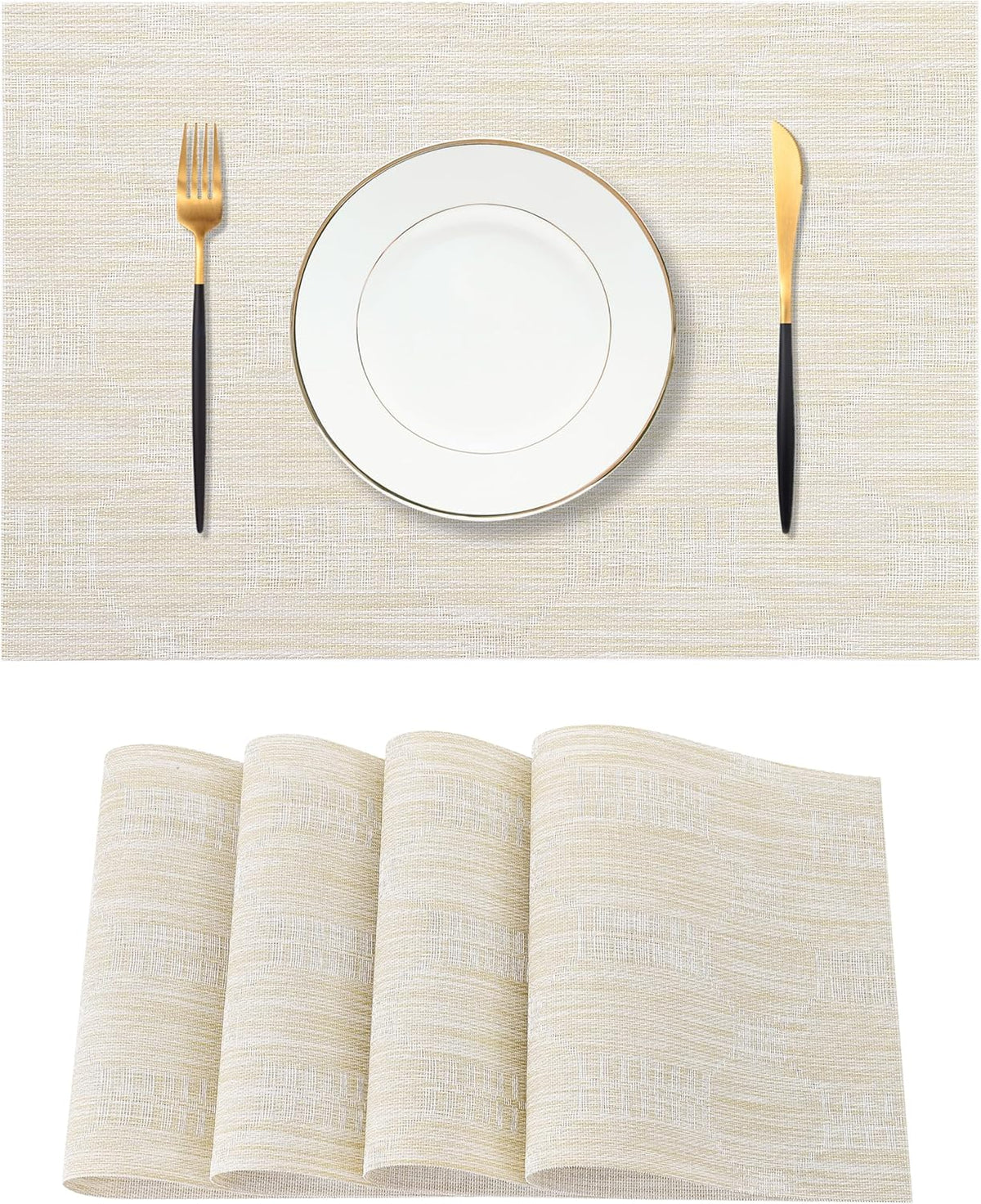 Leetaltree Wheat Placemats Set of 4 - Heat Resistant Non-Slip Place mats for Dining Table, Washable