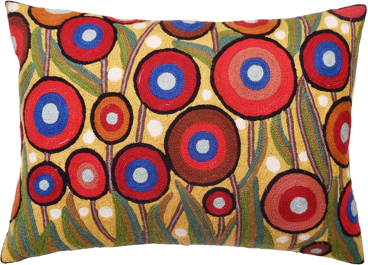 Lumbar Yellow Poppy Floral Pillow Cover Red Poppies Flower Pillows Farmhouse Chair Cushion Floral