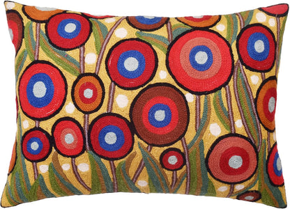 Lumbar Yellow Poppy Floral Pillow Cover Red Poppies Flower Pillows Farmhouse Chair Cushion Floral