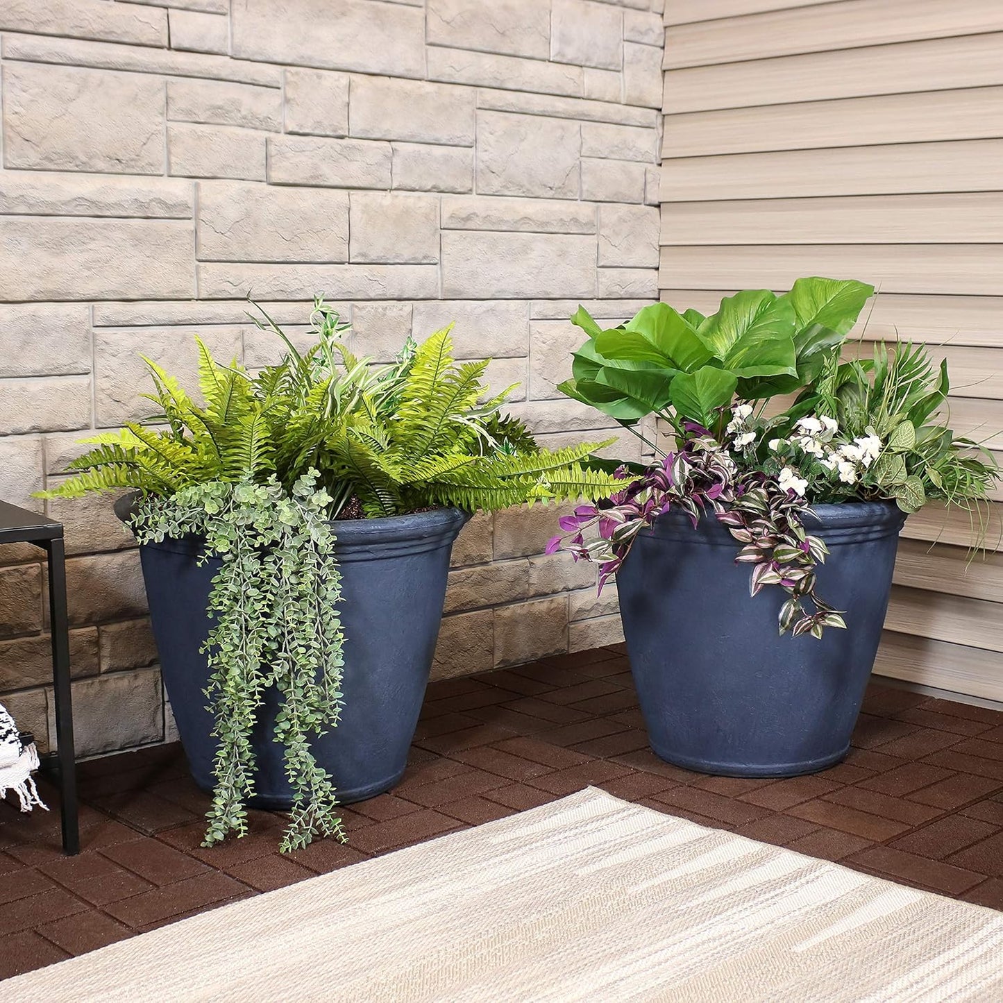 Sunnydaze 24-Inch Anjelica Large Plastic Pot for Plants - Outdoor Polyresin Round Planter with
