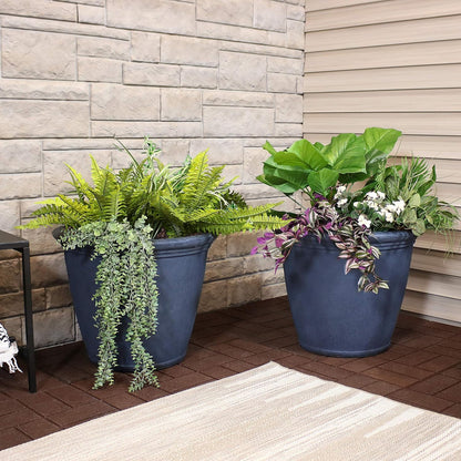 Sunnydaze 24-Inch Anjelica Large Plastic Pot for Plants - Outdoor Polyresin Round Planter with