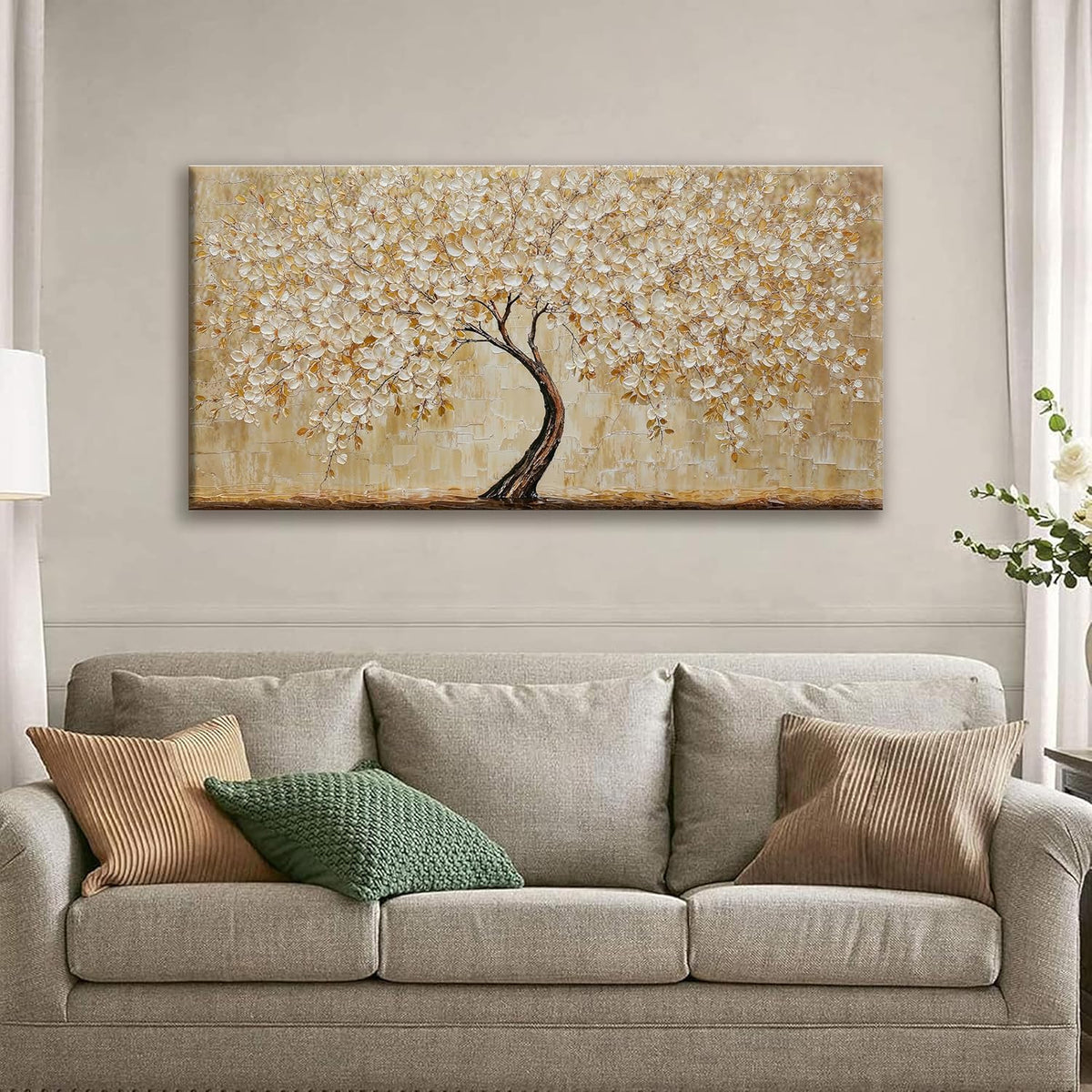 TAIJXAGSG Botanical Wall Art Gold Tree Flower Abstract Wall Decor Modern Canvas Art Wall Decor