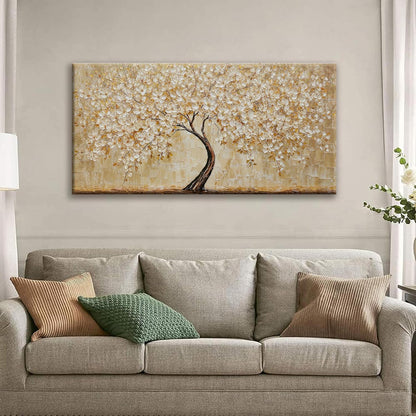 TAIJXAGSG Botanical Wall Art Gold Tree Flower Abstract Wall Decor Modern Canvas Art Wall Decor