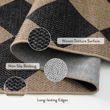 Lahome Checkered Easy Jute Runner Rug, 2x6 Kitchen Mats for Floor Washable Entryway Runner