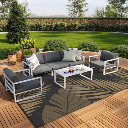 GENIMO Outdoor Rug 10' x 14' Waterproof for Patios Clearance, Reversible Outdoor Plastic Straw