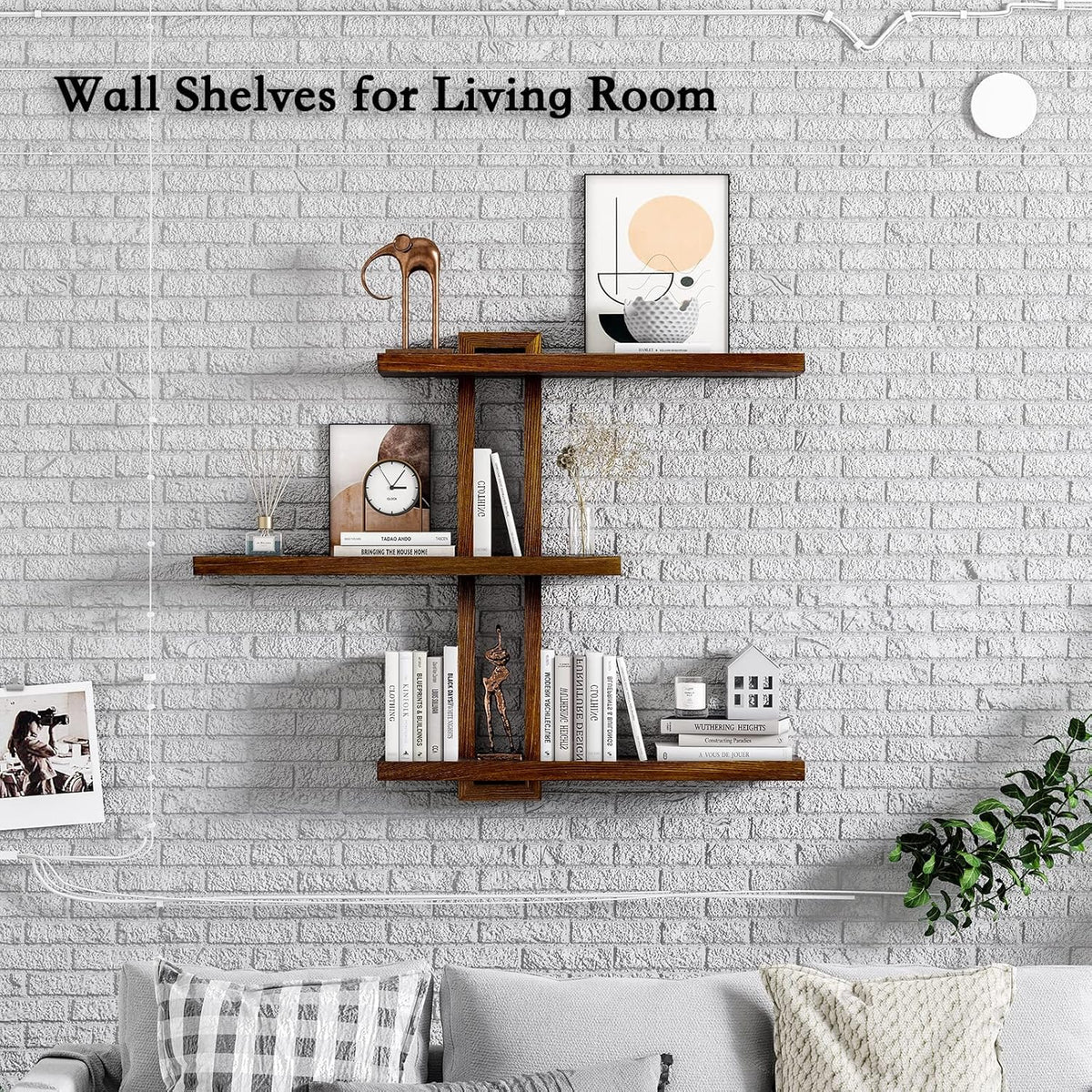 Variable Floating Shelves Wood Set of 3, Bathroom Shelves 28.35" Max, Rustic Shelves for Wall, Wall