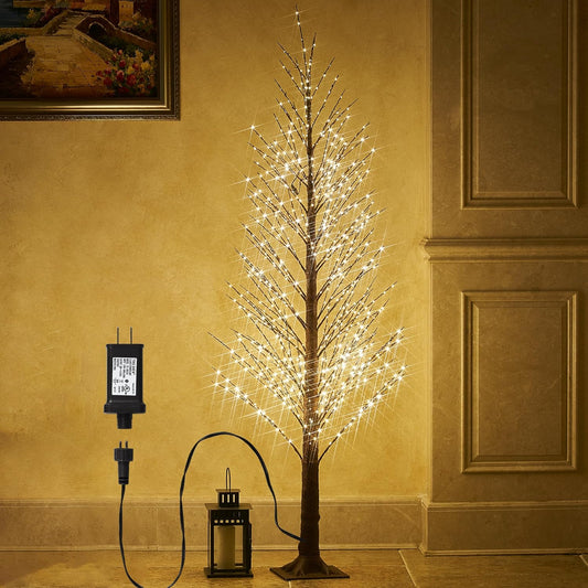 Fudios Lighted Alpine Tree Brown Willow 6FT 810 LED Fairy Lights,Artificial Winter Twig Trees Plug