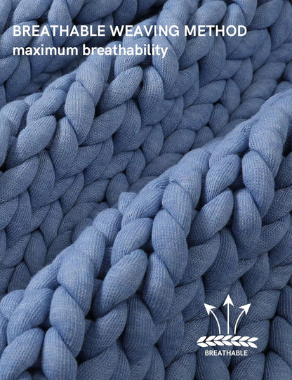 YnM Chunky Throw Blanket, Medium-Weight, Hand Knitted, Skin Friendly, Ventilated and Breathable