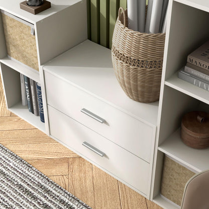 Homes: Inside + Out Apexa 2-Drawer Wooden Stackable Storage Drawers, Small Food Pantry Cabinet
