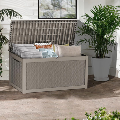 320 Gallon Lockable Resin Deck Box, Waterproof & UV-Resistant Outdoor Storage Box for Outdoor
