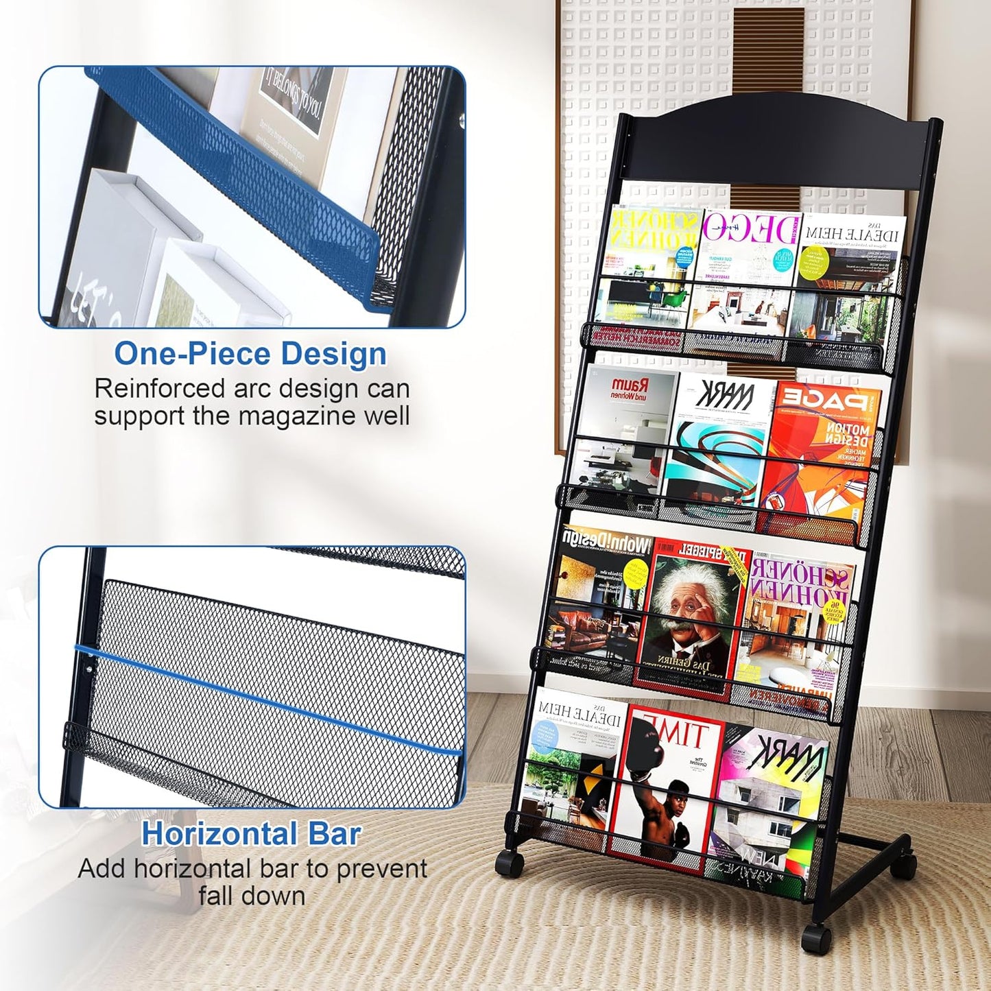 Brochure Display Stand 4 Layer Floor-Standing Magazine Rack Literature Newspaper Catalog Display