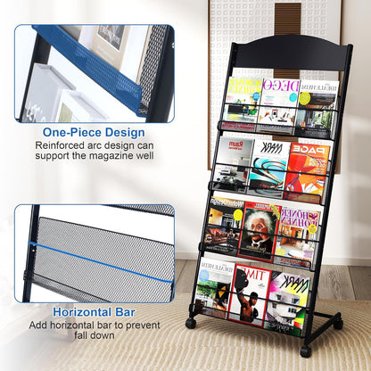 Brochure Display Stand 4 Layer Floor-Standing Magazine Rack Literature Newspaper Catalog Display