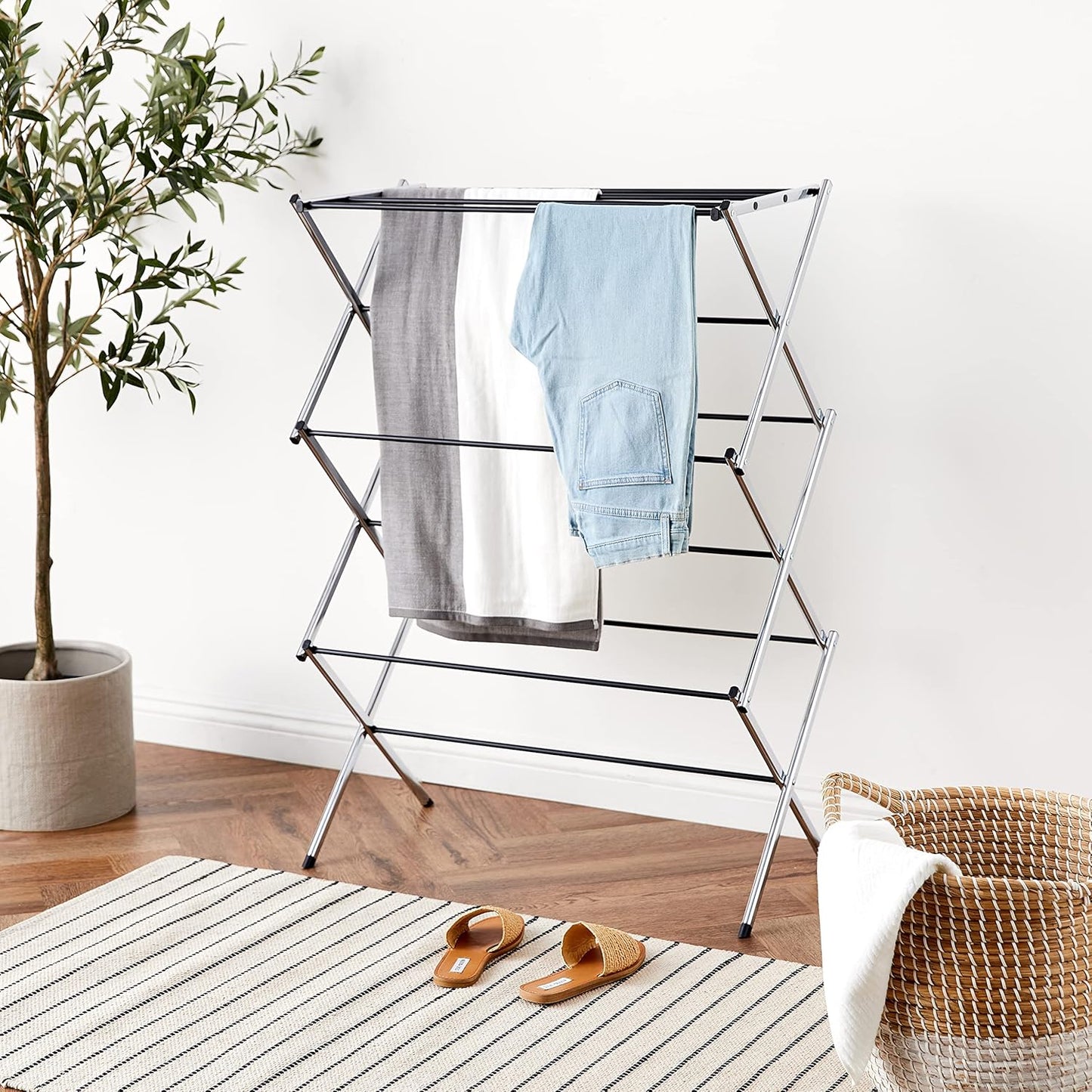 Amazon Basics Foldable Portable Laundry Drying Rack for Indoor Air Drying Clothing, 14.5 x 29.5 x