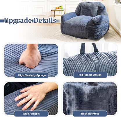 Giant Bean Bag Chair, Faux Fur Bean Bag Chair for Adults, Fluffy and Comfy Bean Bags with Filler