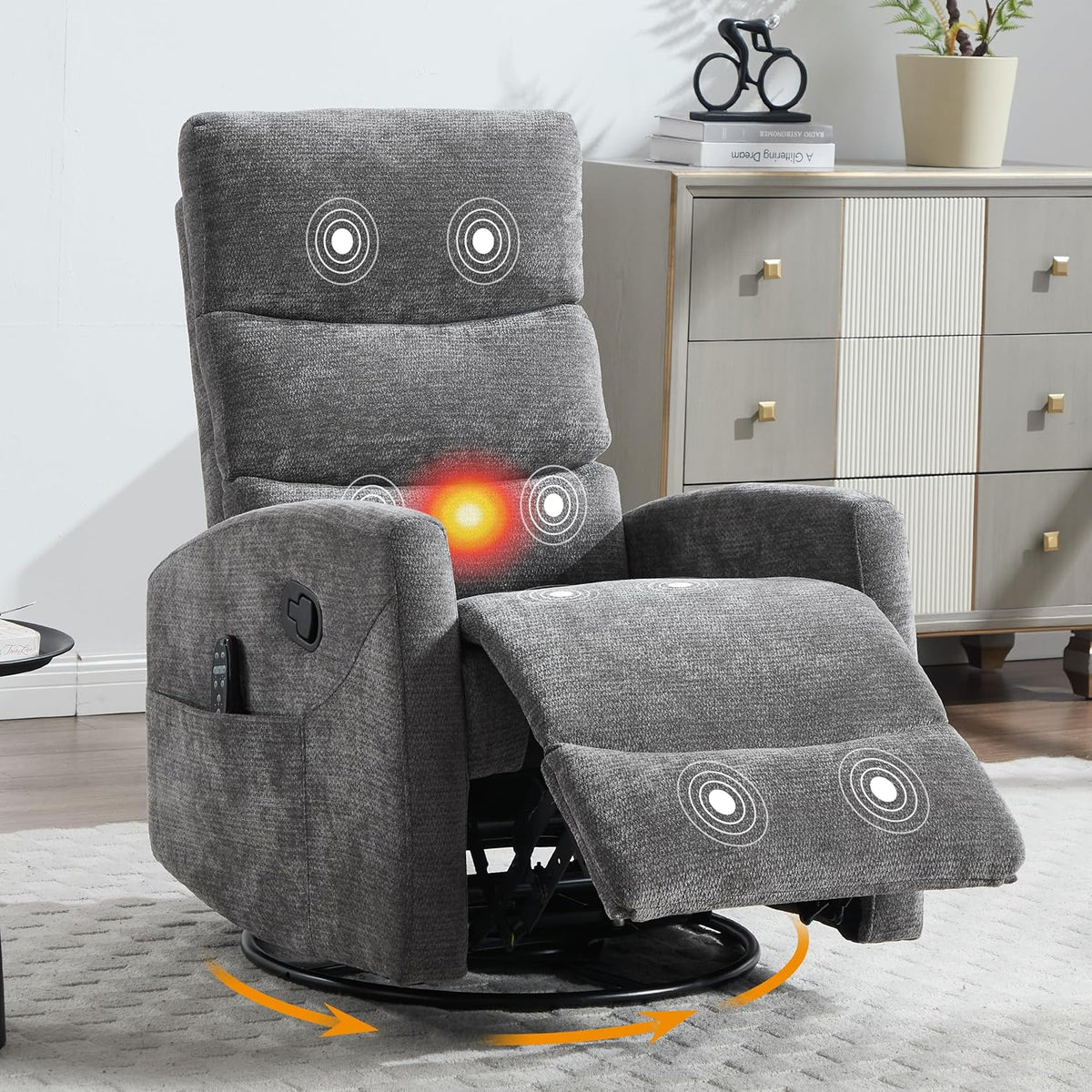 Manual Swivel Rocker Recliner Chair for Adults, Overstuffed Reclining Glider Chair for Nursing with