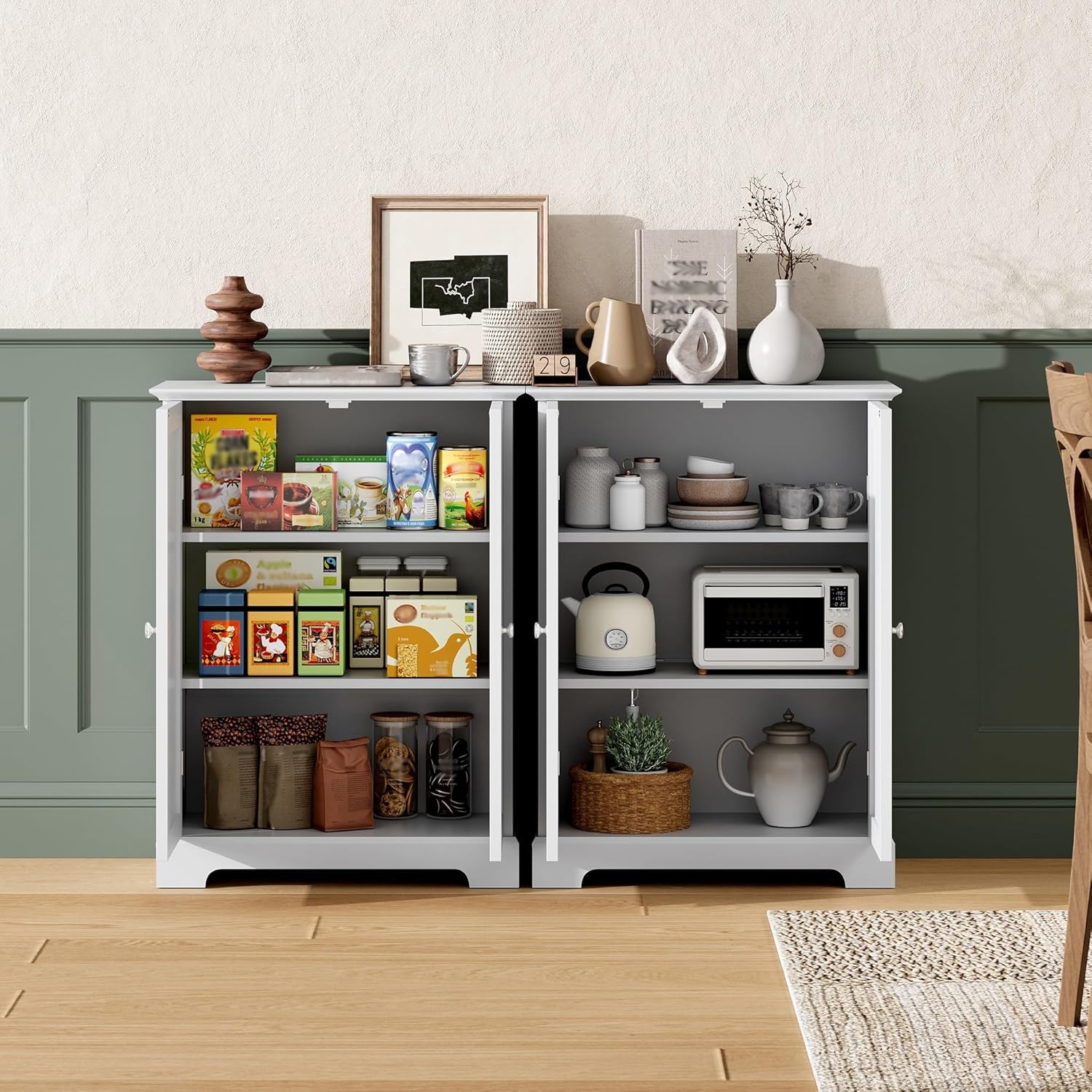 ChooChoo Bathroom Floor Cabinet, Modern Bathroom Storage Cabinet with 2 Doors and Adjustable