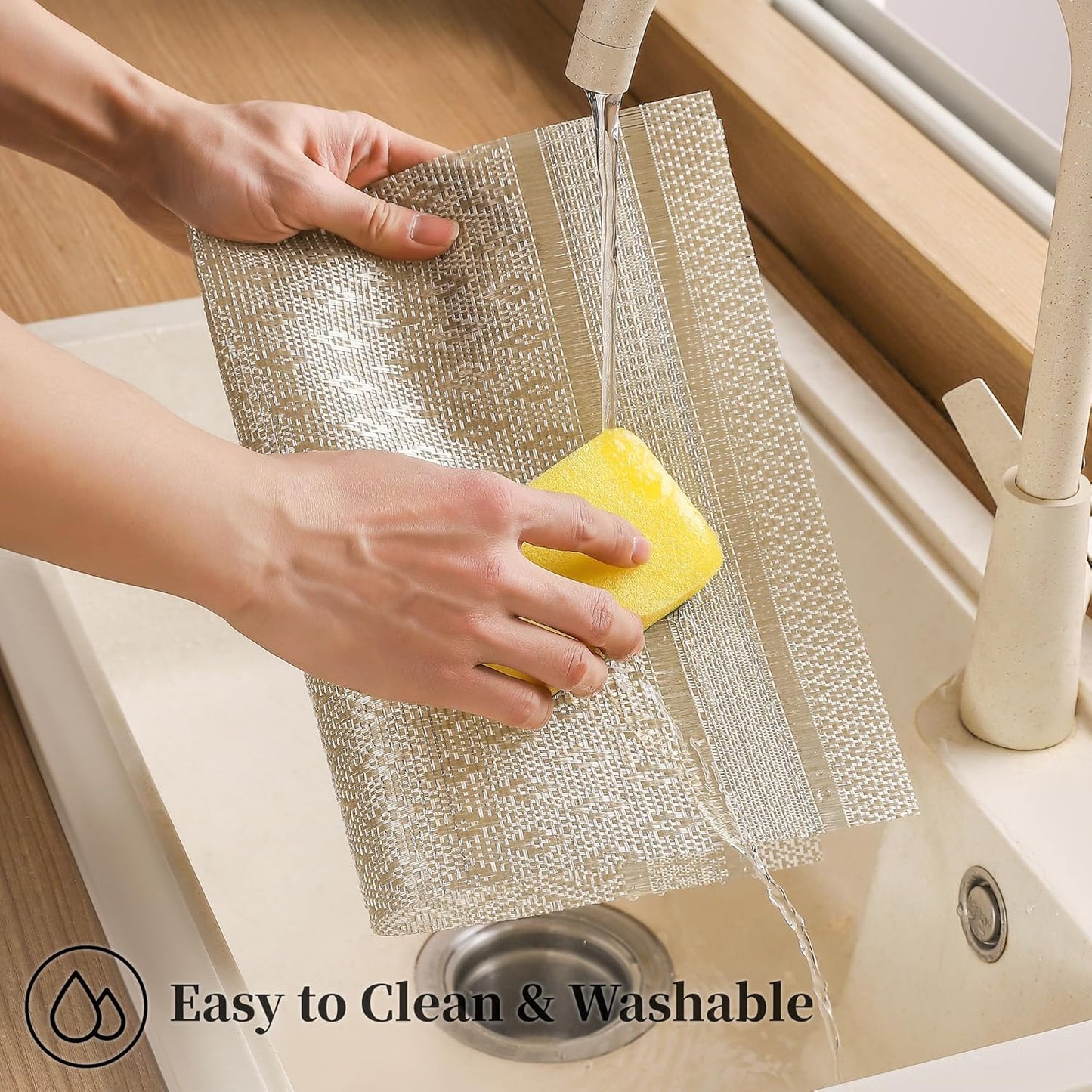Leetaltree Stardust Yellow Placemats Set of 4 - Heat Resistant Non-Slip Place mats for Dining