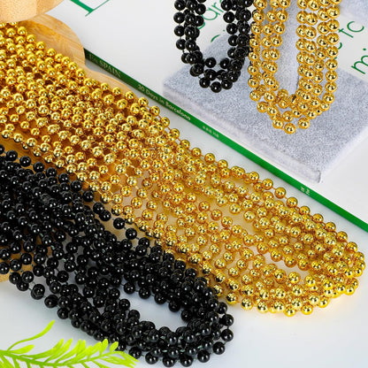 50PCS New Years Eve Bead Party Supplies, Black Gold Bead Necklace, 33" New Years Eve Beaded