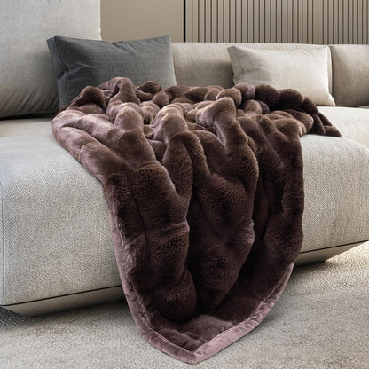 Mon Chateau Premium Reversible Luxury Faux Fur Throw for Couch, Sofa, or Bed - Plush Cozy Soft