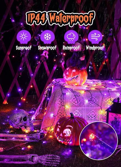 Minetom Halloween Solar Lights Outdoor - 4 Pack Total 160FT 400 LED Halloween String Lights with 8
