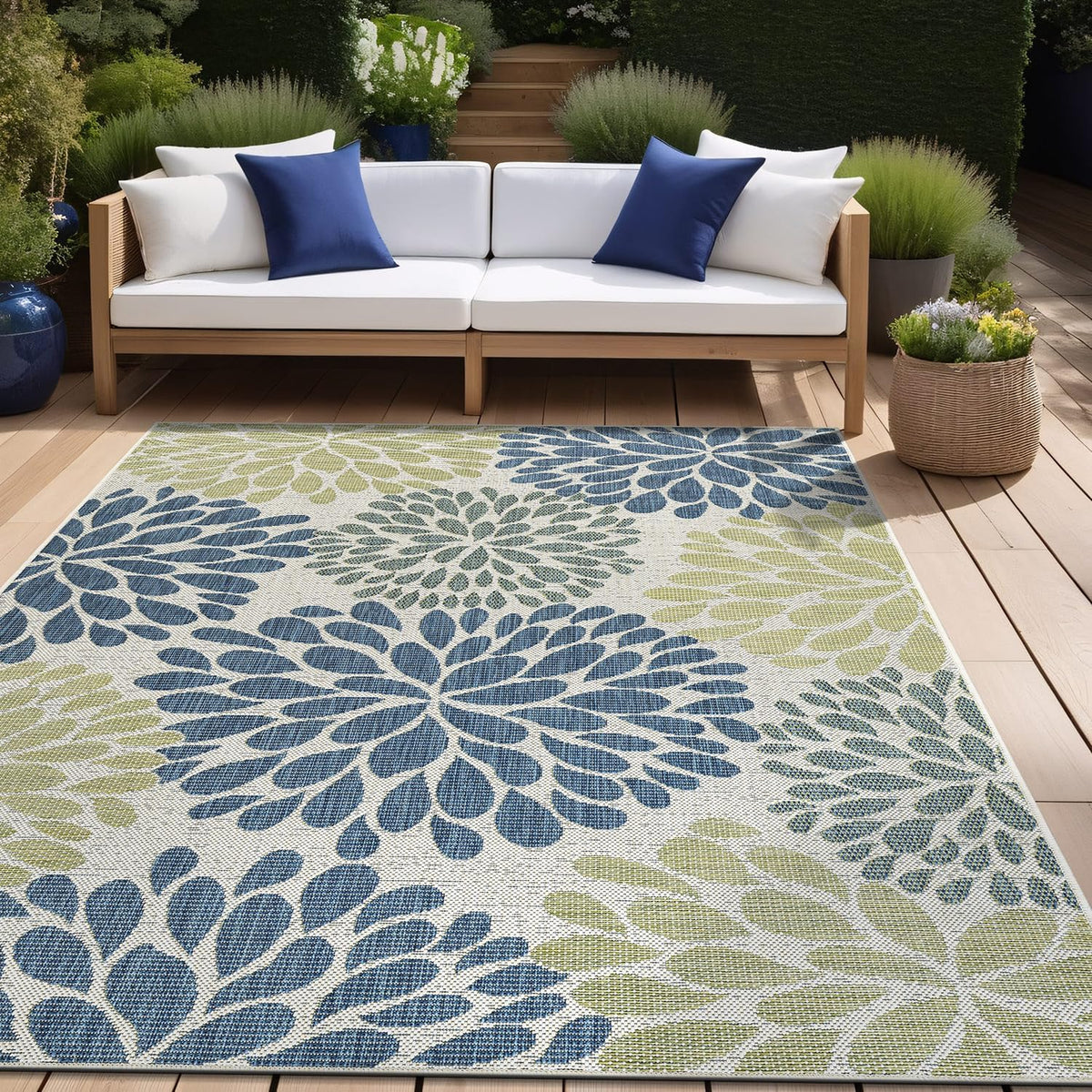 Beverly Rug Outdoor Rug 10x14 Modern Exotic Tropical Leaf Area Rugs for Indoor and Outdoor Patio